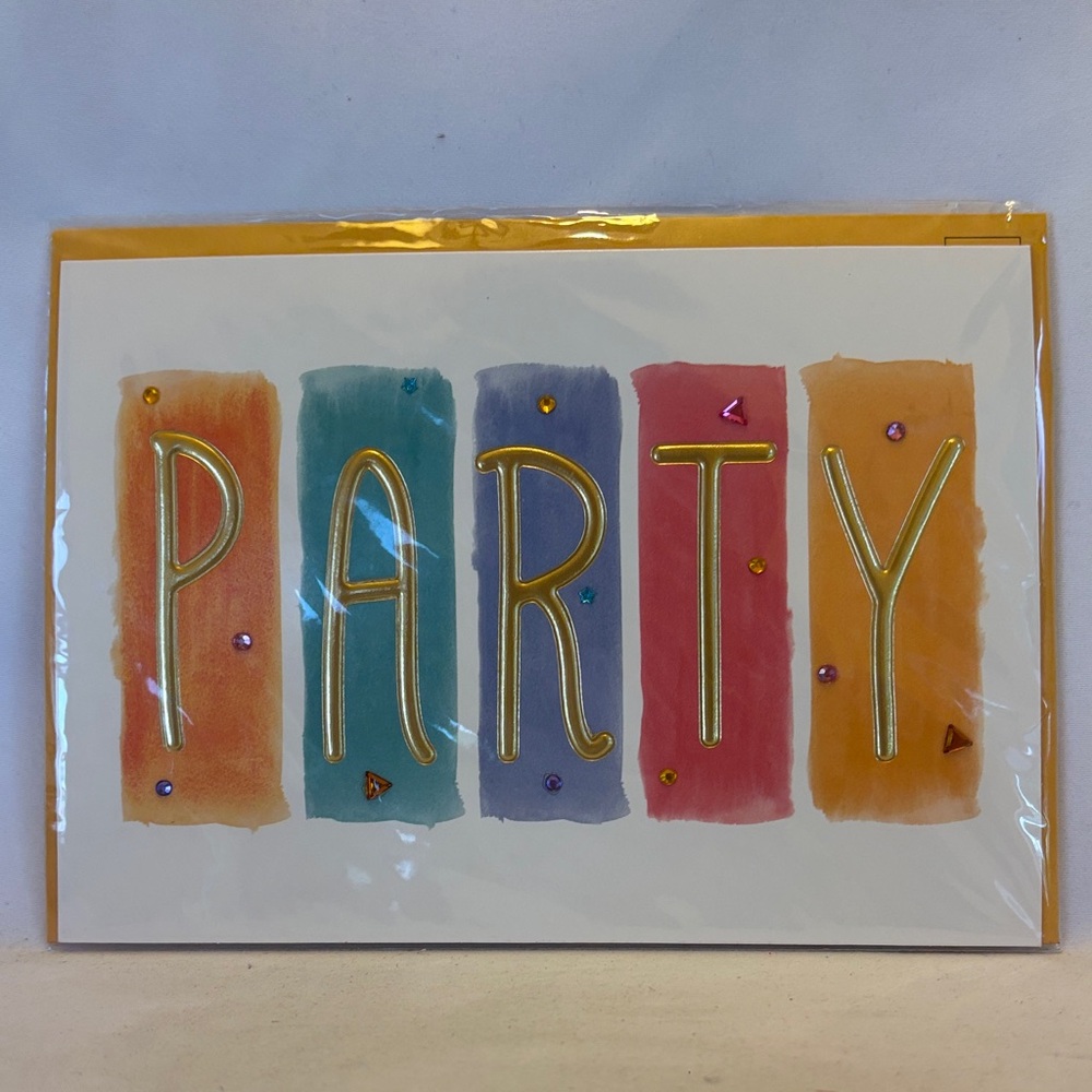 NWT BURGOYNE Party Greeting Card with Gold Foil Lettering - Multicolor 5X7 - Picture 4 of 7